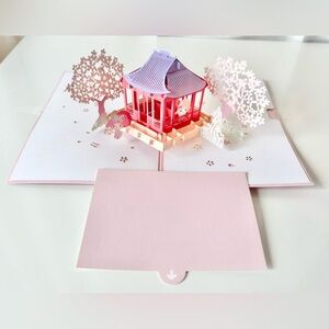 My Melody My Sweet Piano Pagoda Sakura Cherry Blossom PopUp Blank Greeting Card